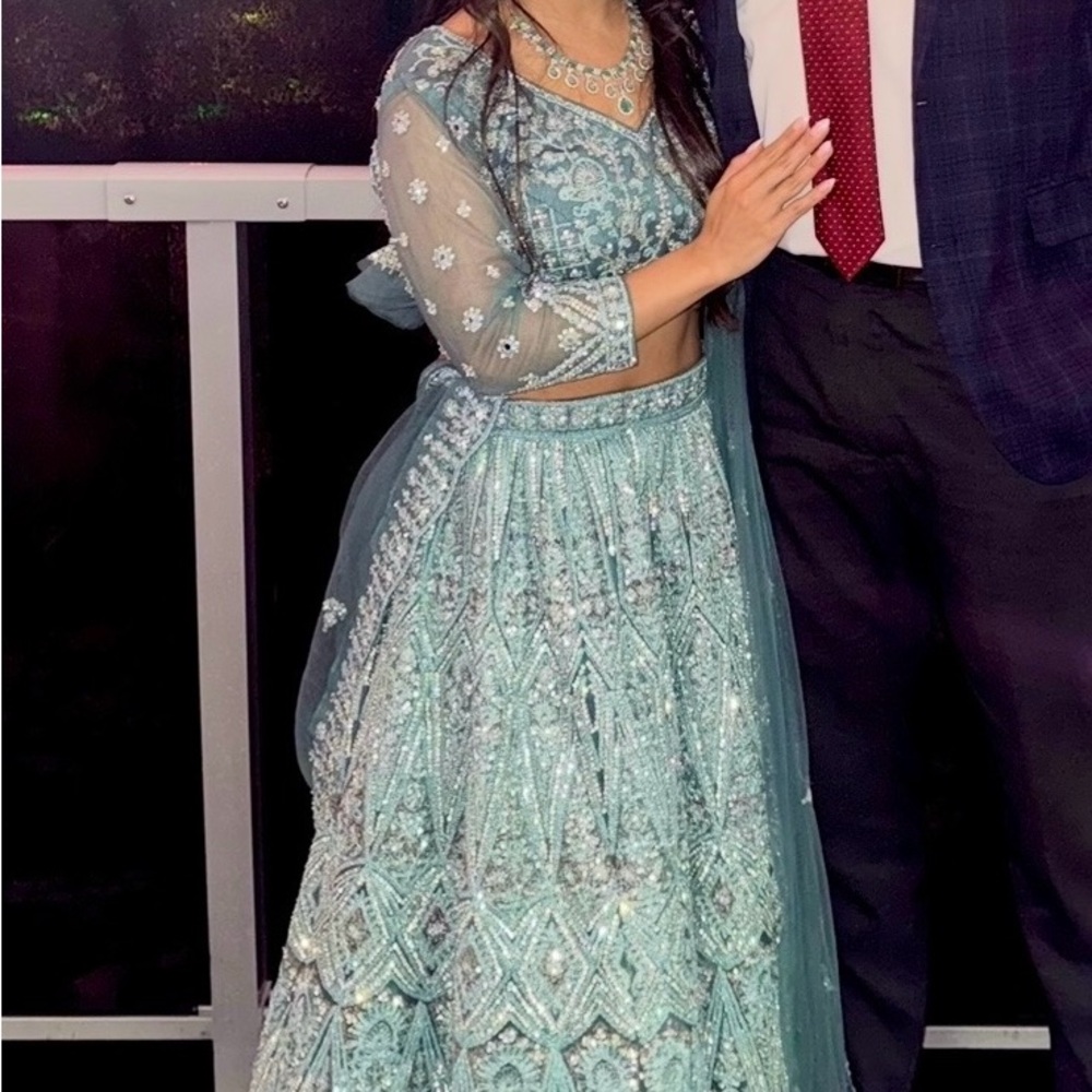 Intricate Embroidered Blue Lehenga - worn once
